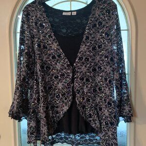Women's Size Large Black Sequin Top By Cato